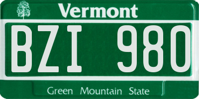 VT license plate BZI980