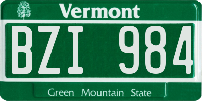 VT license plate BZI984