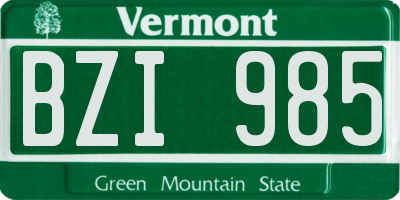 VT license plate BZI985