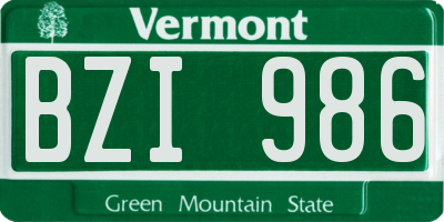 VT license plate BZI986