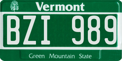 VT license plate BZI989