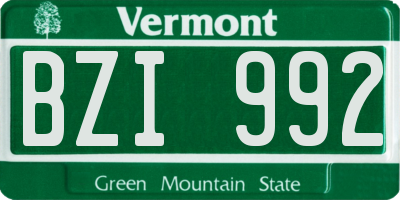VT license plate BZI992