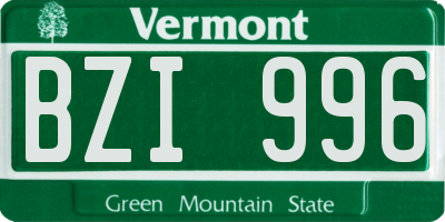 VT license plate BZI996