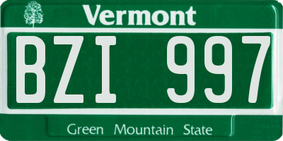 VT license plate BZI997