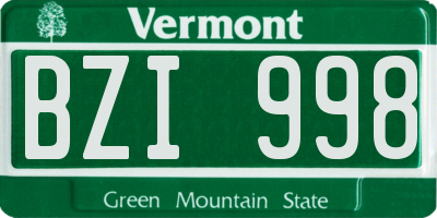 VT license plate BZI998