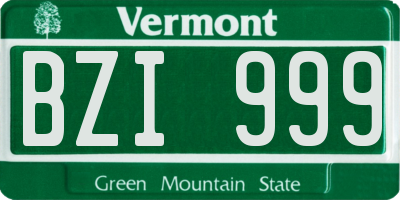 VT license plate BZI999