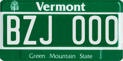 VT license plate BZJ000