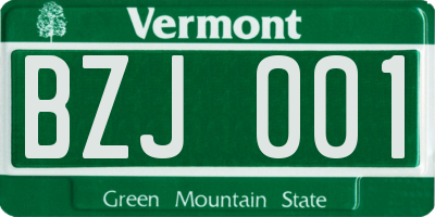 VT license plate BZJ001