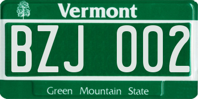 VT license plate BZJ002