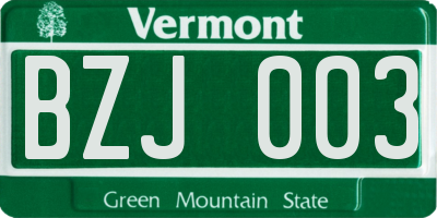 VT license plate BZJ003