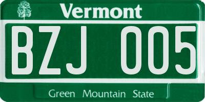 VT license plate BZJ005