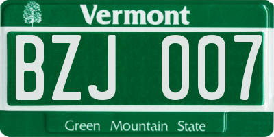 VT license plate BZJ007