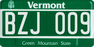 VT license plate BZJ009