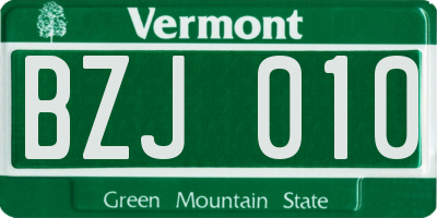 VT license plate BZJ010