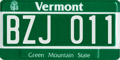 VT license plate BZJ011