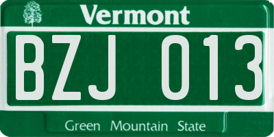 VT license plate BZJ013