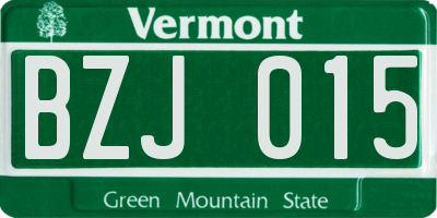 VT license plate BZJ015