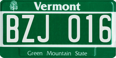 VT license plate BZJ016