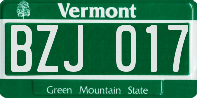 VT license plate BZJ017