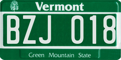 VT license plate BZJ018