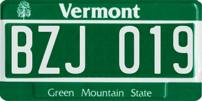 VT license plate BZJ019
