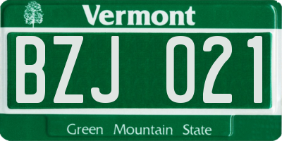 VT license plate BZJ021