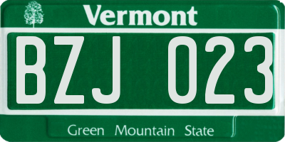 VT license plate BZJ023