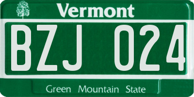 VT license plate BZJ024