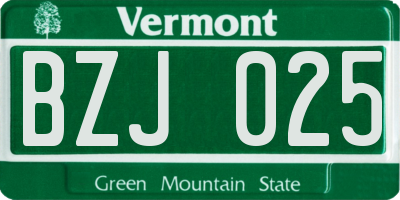 VT license plate BZJ025