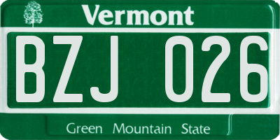 VT license plate BZJ026