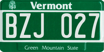 VT license plate BZJ027
