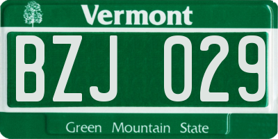 VT license plate BZJ029