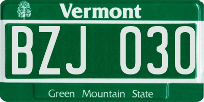 VT license plate BZJ030