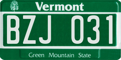 VT license plate BZJ031