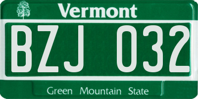 VT license plate BZJ032