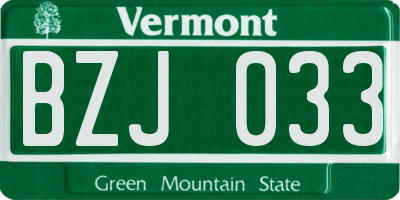 VT license plate BZJ033