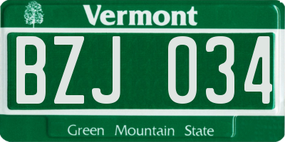 VT license plate BZJ034