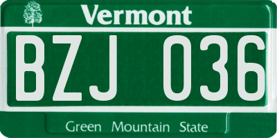 VT license plate BZJ036