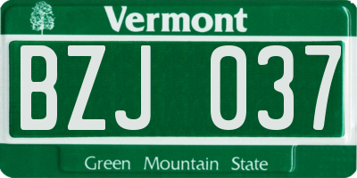 VT license plate BZJ037