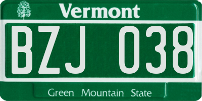 VT license plate BZJ038