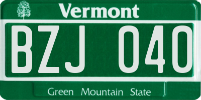 VT license plate BZJ040