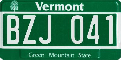 VT license plate BZJ041