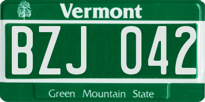 VT license plate BZJ042