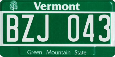 VT license plate BZJ043