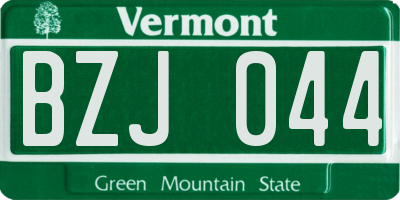 VT license plate BZJ044