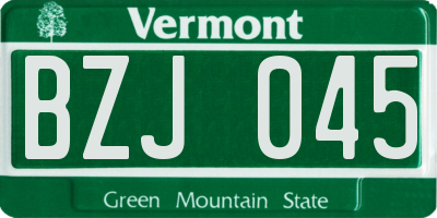 VT license plate BZJ045