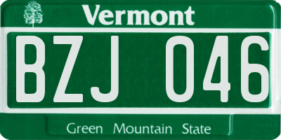 VT license plate BZJ046