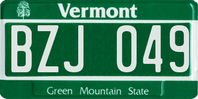 VT license plate BZJ049