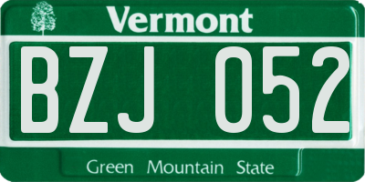 VT license plate BZJ052