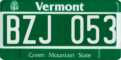 VT license plate BZJ053